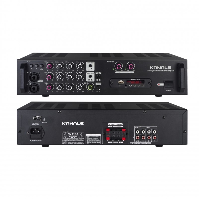 KANALS(카날스) EMA-200N, 매장용,다용도 앰프,Bluetooth수신,USB지원,4채널,SD Slot,48V 팬텀지원